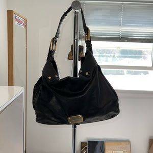 Jimmy choo black leather hobo shoulder bag